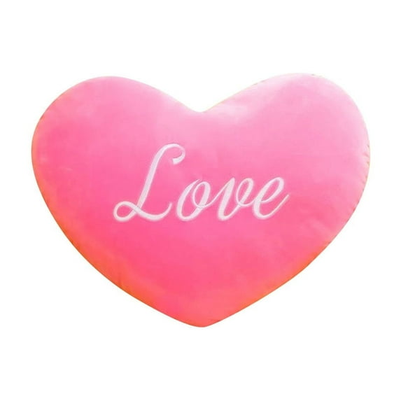 Beautynvta Valentine's Day Heart Pillow, Pink Heart Shaped Throw Pillow with Love Letters, Love Heart Stuffed Plush Throw Pillow for Home Office Couch Car Bedroom Sofa