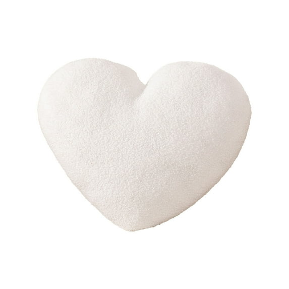 Beautynvta Valentine's Day Heart Pillow, White Heart Shaped Throw Pillow, Love Heart Stuffed Plush Throw Pillow for Home Office Couch Car Bedroom Sofa, 14x18 Inch