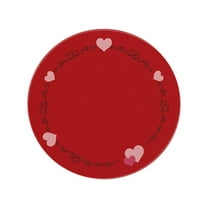 Beautynvta Valentine's Day Placemat, Round Heart Printed Linen Table Mat, Heat Resistant Placemat, Non-Slip Dining Table Mat for Valentines Wedding Party Decor, 14.2''x14.2''