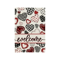 Beautynvta Valentines Garden Flag, 13x18.5 Inch Double Sided Happy Valentine's Day Decorative Linen Flag for Garden Yard Outdoor Party Supplies