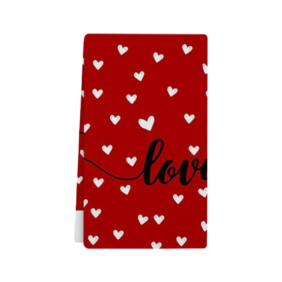 Beautynvta Valentines's Day Hand Towel, 23.6x15.8 Inch, Kitchen Towel Dish Towel, Love Hearts Valentine Hand Towel for Kitchen Bathroom, Valentines Gifts for Her Wife Girlfriend