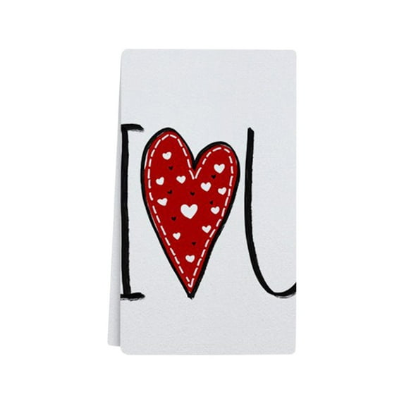 Beautynvta Valentines's Day Hand Towel, 23.6x15.8 Inch, Kitchen Towel Dish Towel, Love Hearts Valentine Hand Towel for Kitchen Bathroom, Valentines Gifts for Her Wife Girlfriend