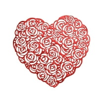 Beautynvta Valentines's Day Heart Placemat, Red Hollowed-Out PVC Table Mat Easy Clean Non-Slip Washable for Dining Tables Kitchen Decor