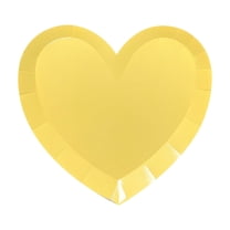Beautynvta Valentines's Day Paper Plates, 9'' Disposable Heart-Shaped Paper Plates, Yellow Decorative Tableware for Holiday Anniversary Birthday Wedding Party Supplies