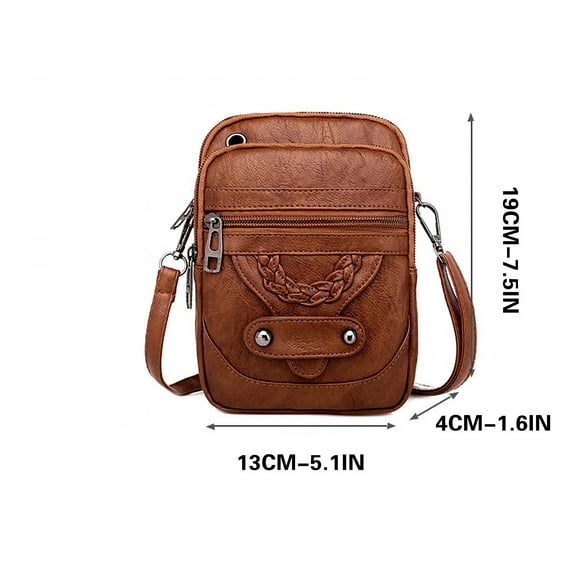 Beautynvta Vintage Crossbody Bag for Women, Leather Shoulder Purse, Multi Compartments Travel Shoulder Bag with Adjustable Over Shoulder Strap, Brown