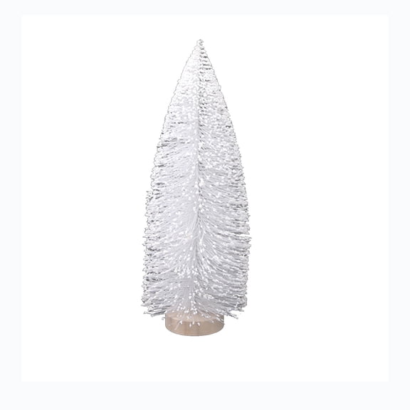 Beautynvta White Mini Christmas Tree, 7.87'' Artificial Christmas Mini Tabletop Bottle Brush Tree with Wooden Base for Christmas Decor Party Home Table Craft Decorations