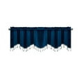 thumbnail image 1 of Beautynvta Window Curtain Valance, Wave Short Drapes with Tassels, Rod Pocket Curtains for Bedroom Living Room Decoration, 18''x52'', Blue, 1 of 6