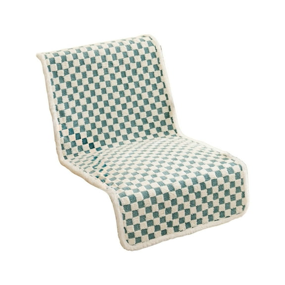 Beautynvta Winter Seat Cushion with Backrest, Plush Plaid Chair Cushion, Thickened Non-Slip High-Back Chair Pad with Straps, Soft and Foldable Cushion, 17.7''x39.4''