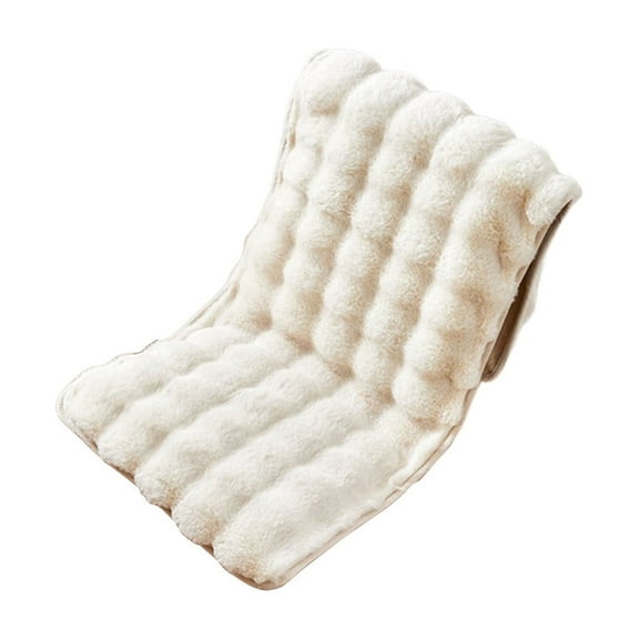 Beautynvta Winter Seat Cushion with Backrest, Plush Warm Chair Cushion, Thickened Non-Slip High-Back Chair Pad with Straps, Soft and Foldable Cushion, 15.7''x53.2''