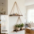 thumbnail image 1 of Beautynvta Wooden Hanging Shelf Decoration, Swing Rope Rustic Floating Shelf, Wall Display Shelf Home Organizer Rack for Living Room Bedroom Bathroom Kitchen, 1 of 7