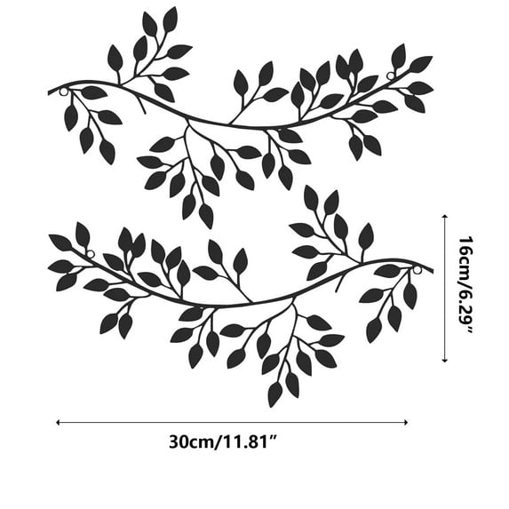 Beautynvta 2 Pieces Metal Tree Leaf Wall Decor, Olive Tree Leaf Wall Art, Iron Branch Hanging Decor for Living Room, Bedroom, Outdoor, Black