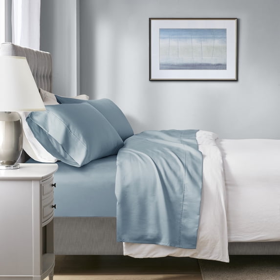 Beautyrest 4-Piece 1000 Thread Count Blue HeiQ Smart Temperature Cotton Blend Sheet Set, Full