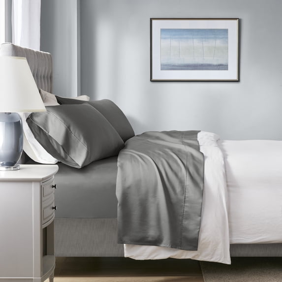 Beautyrest 4-Piece 1000 Thread Count Charcoal HeiQ Smart Temperature Cotton Blend Sheet Set, Cal King