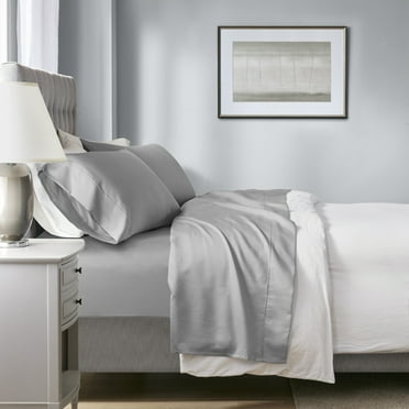 Beautyrest 4-Piece 1000 Thread Count Grey HeiQ Smart Temperature Cotton Blend Sheet Set, Queen
