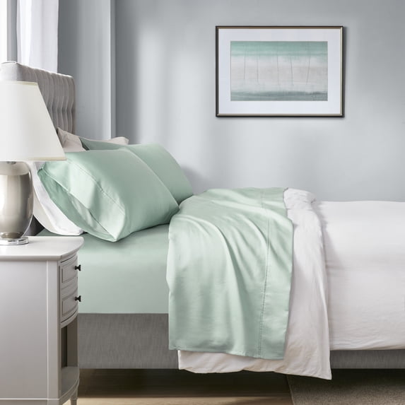 Beautyrest 4-Piece 1000 Thread Count Seafoam HeiQ Smart Temperature Cotton Blend Sheet Set, Cal King