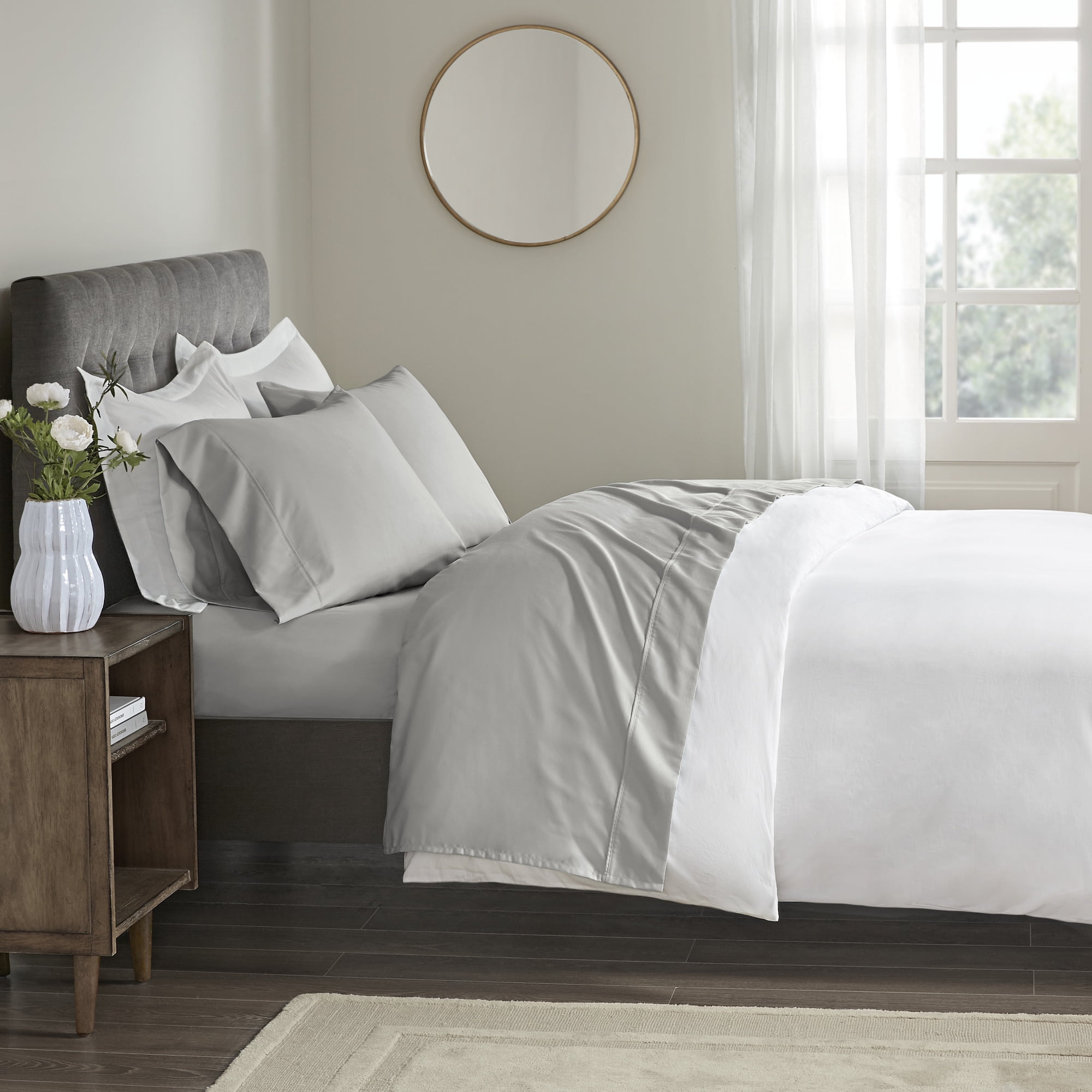 King Gray Cotton Sateen 400 Thread Count Sheet Set