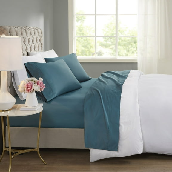 Beautyrest 600 Thread Count Teal Cooling Cotton Blend 4 PC Sheet Set, California King