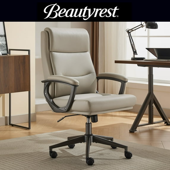 Beautyrest Amara Ergonomic Manager Office Chair with Padded Armrest for Teens and Adults, Ivory