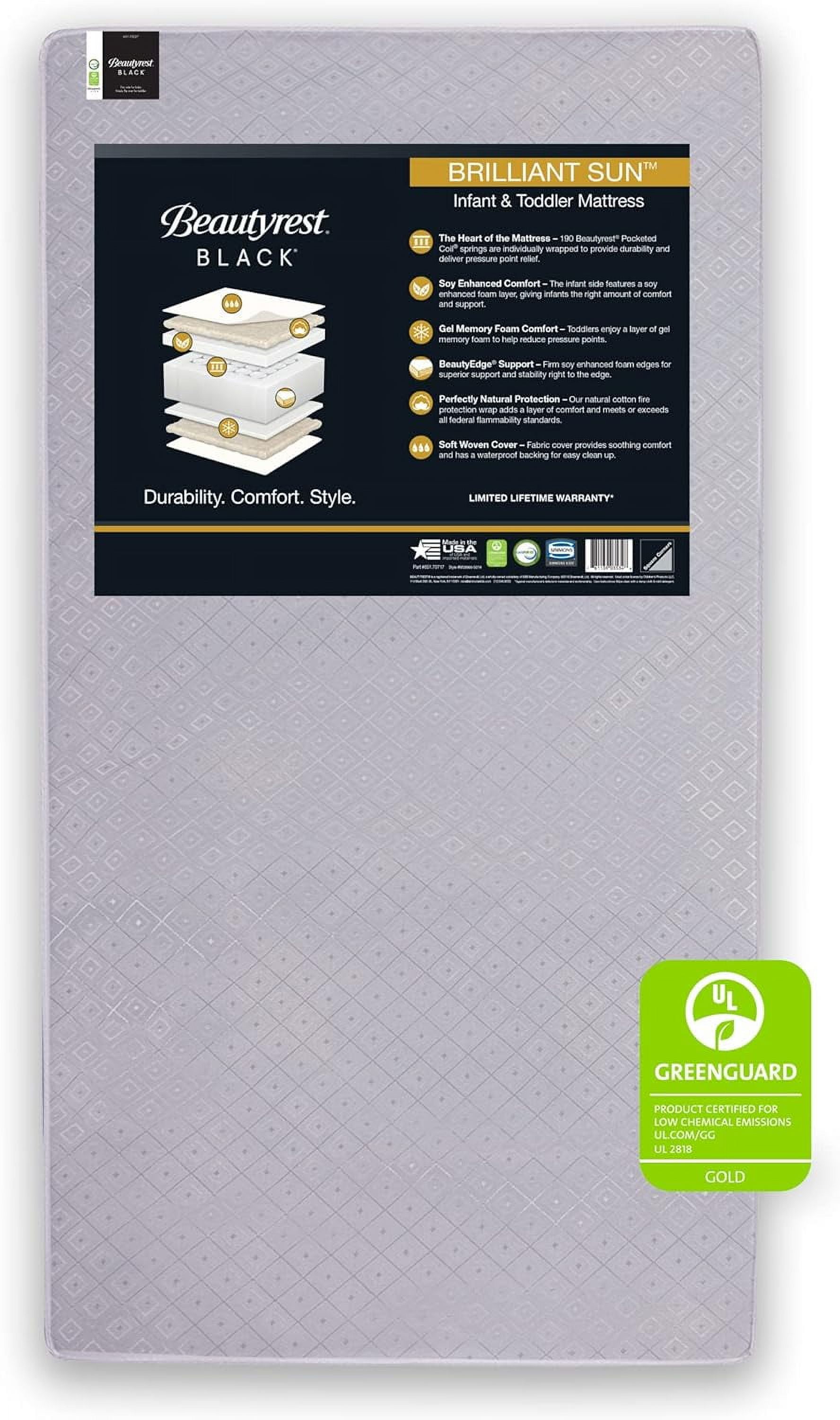 Beautyrest Beginnings Black Brilliant Sun 2 Stage Premium Crib and Toddler Mattress with Plant Based Soy Foam and Gel Memory Foam Walmart