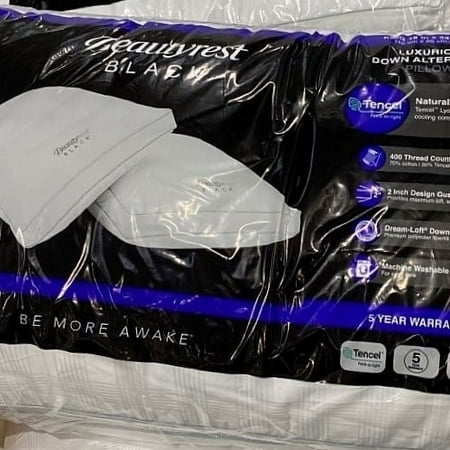Beautyrest Black Luxurious Down Alternative Pillows (King Size) 2-Pack Dream-Loft Fiber