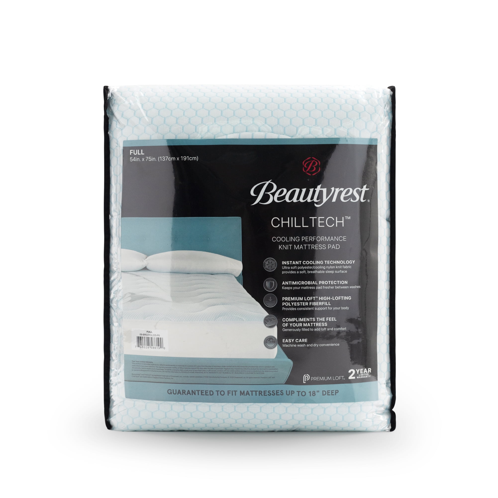 Beautyrest ChillTech Cooling Performance Mattress Pad California King Antimicrobial Protection