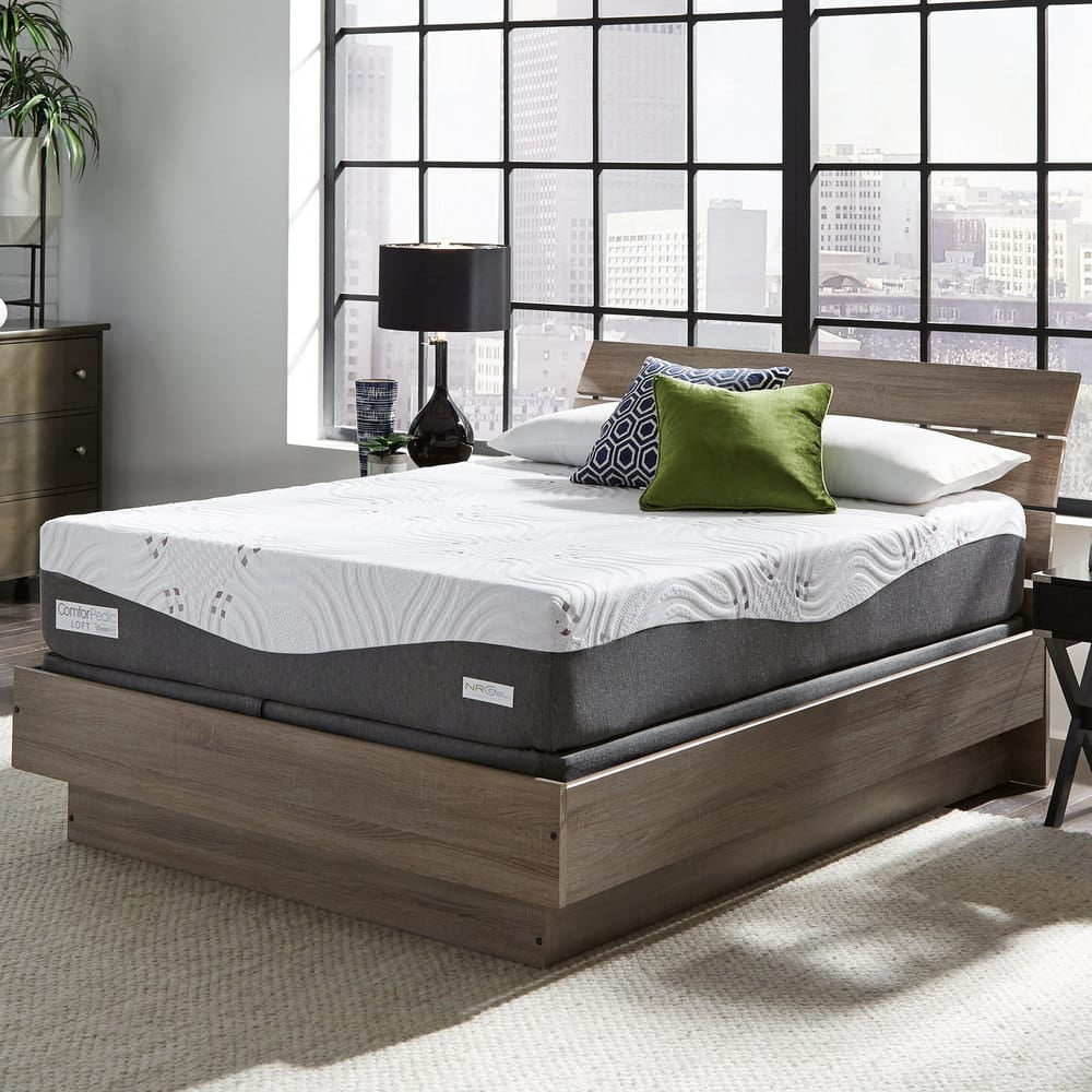 Full Gray Gel Memory Foam Mattress with Boxspring