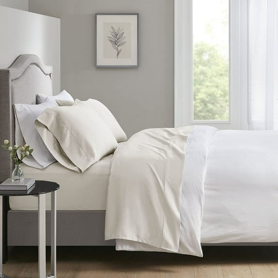 Beautyrest Contemporary Cotton Polyester Lyocell Triblend Sheet Set in Ivory