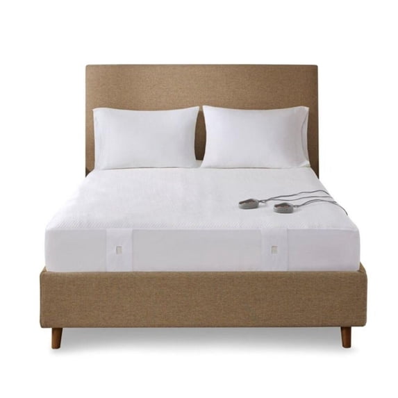 Beautyrest Cool Touch Contemporary Fabric Queen Heated Mattress Pad in White