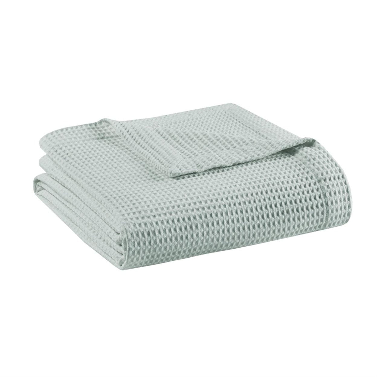 Aqua Waffle Weave 100% Cotton Full/Queen Lightweight Blanket