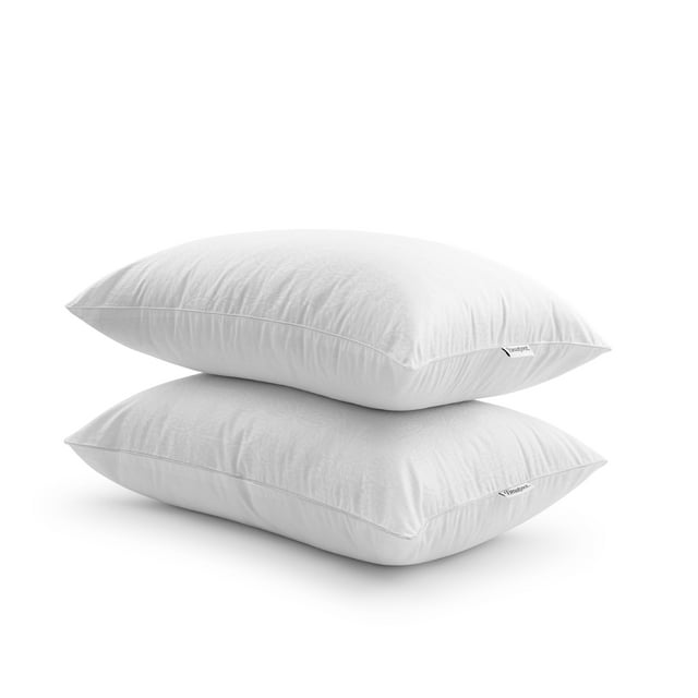 Beautyrest Cotton Luxury Bed Pillow 2 Pack, Standard Queen, Down