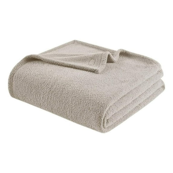 Beautyrest Dream Soft Faux Feathersoft Fabric Blanket in Taupe