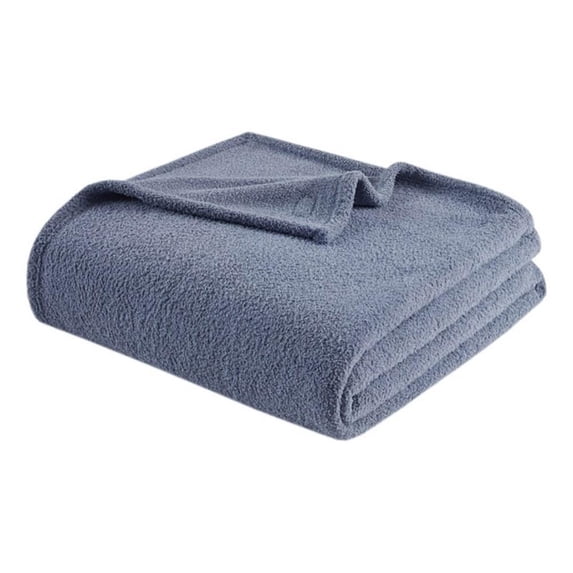 Beautyrest Dream Soft Faux Feathersoft Fabric Twin Blanket in Navy