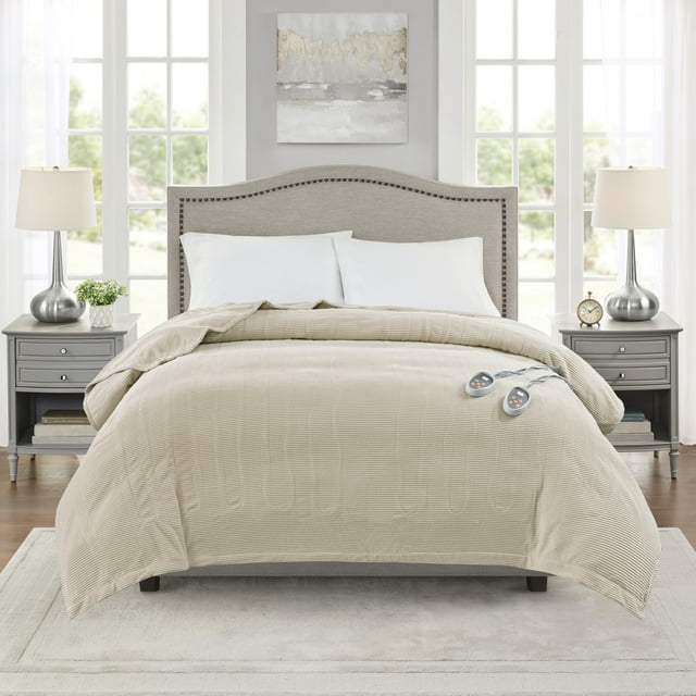 Beautyrest Polyester Knitted Micro Fleece Solid Textured Heated Blanket