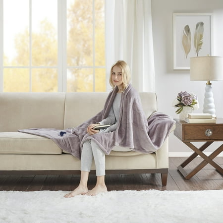 Beautyrest Heated Plush Oversized Solid Microlight Throw, Lavender
