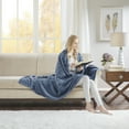 thumbnail image 1 of Beautyrest Heated Plush Oversized Solid Microlight Throw, Sapphire Blue, 1 of 9