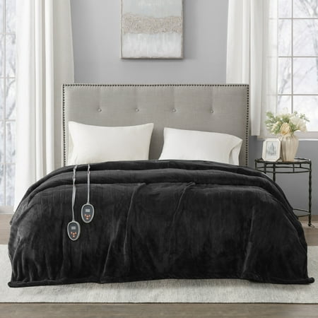 Beautyrest Heated Plush Solid Microlight Blanket, Full, Black
