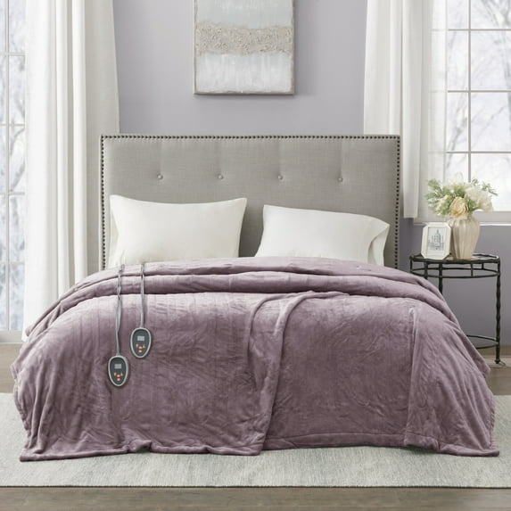 Beautyrest Heated Plush Solid Microlight Blanket, King, Lavender