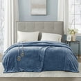 thumbnail image 1 of Beautyrest Heated Plush Solid Microlight Blanket, Queen, Sapphire Blue, 1 of 9