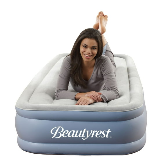 Beautyrest Hi Loft 15" Twin Size Air Mattress with External Pump - Blow up Air Bed 1-Year Warranty