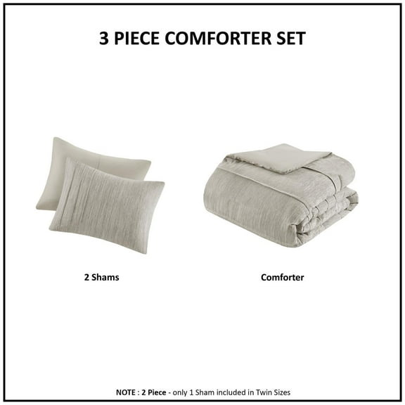 Beautyrest Maddox 3-Piece Striated Cationic Dyed Comforter Set - Natural