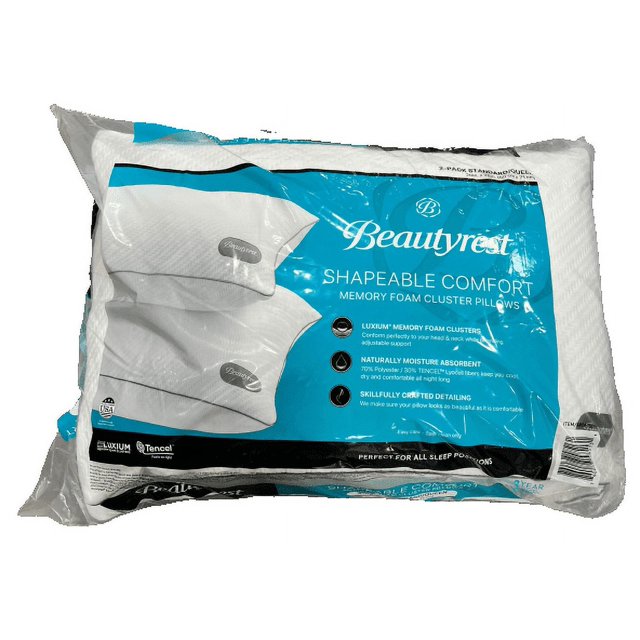 Beautyrest Shapeable Comfort Memory Foam Cluster Pillow, Standard/Queen