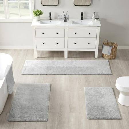 Beautyrest Plume Reversible Cotton Bathroom Rug, Grey - 24x40"