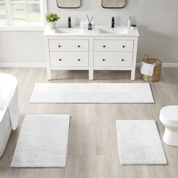 Beautyrest Plume Reversible Cotton Bathroom Rug, White - 24x72"