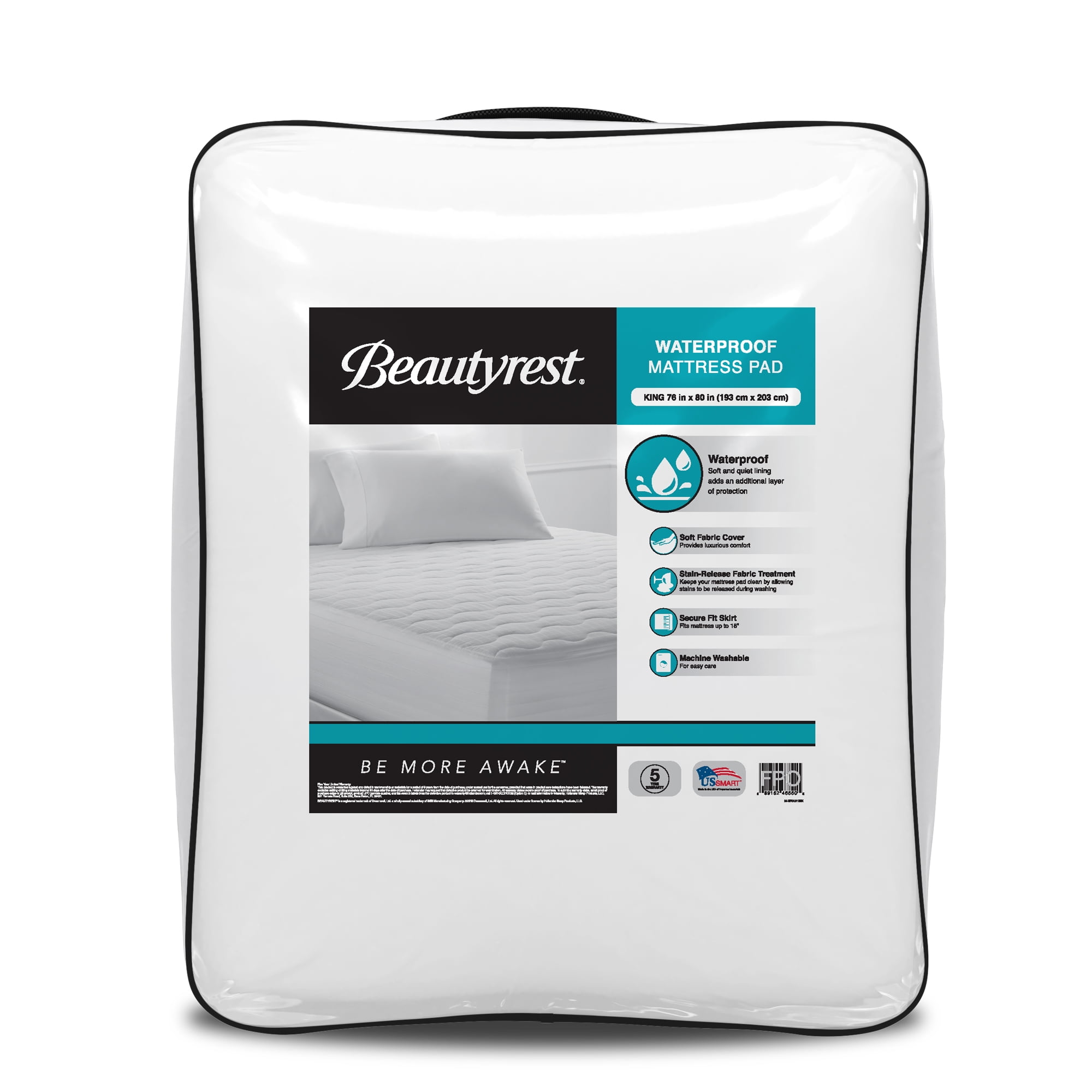 Beautyrest Quiet Quilted Waterproof Mattress Pad, Queen