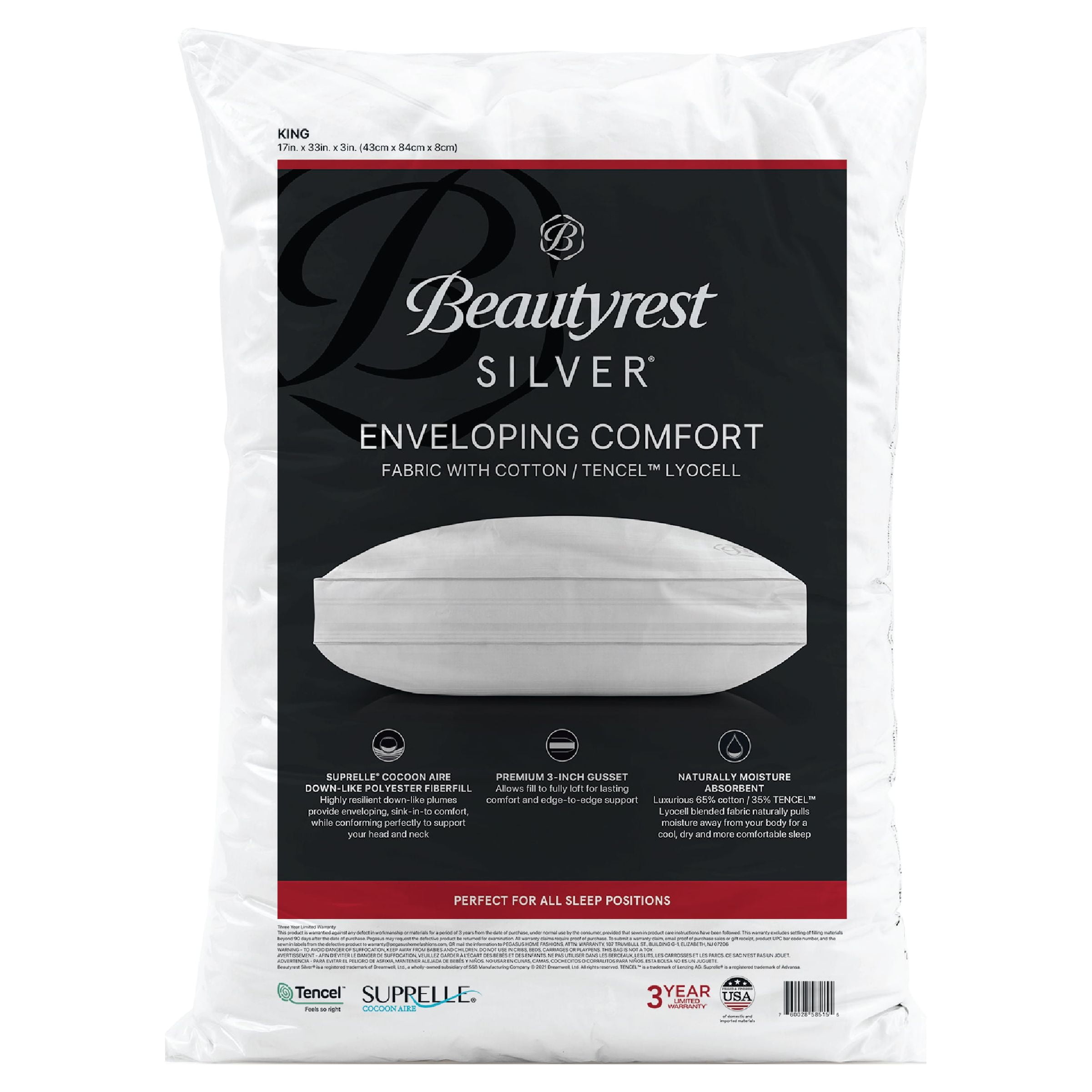 Beautyrest black pillow down alternative sale