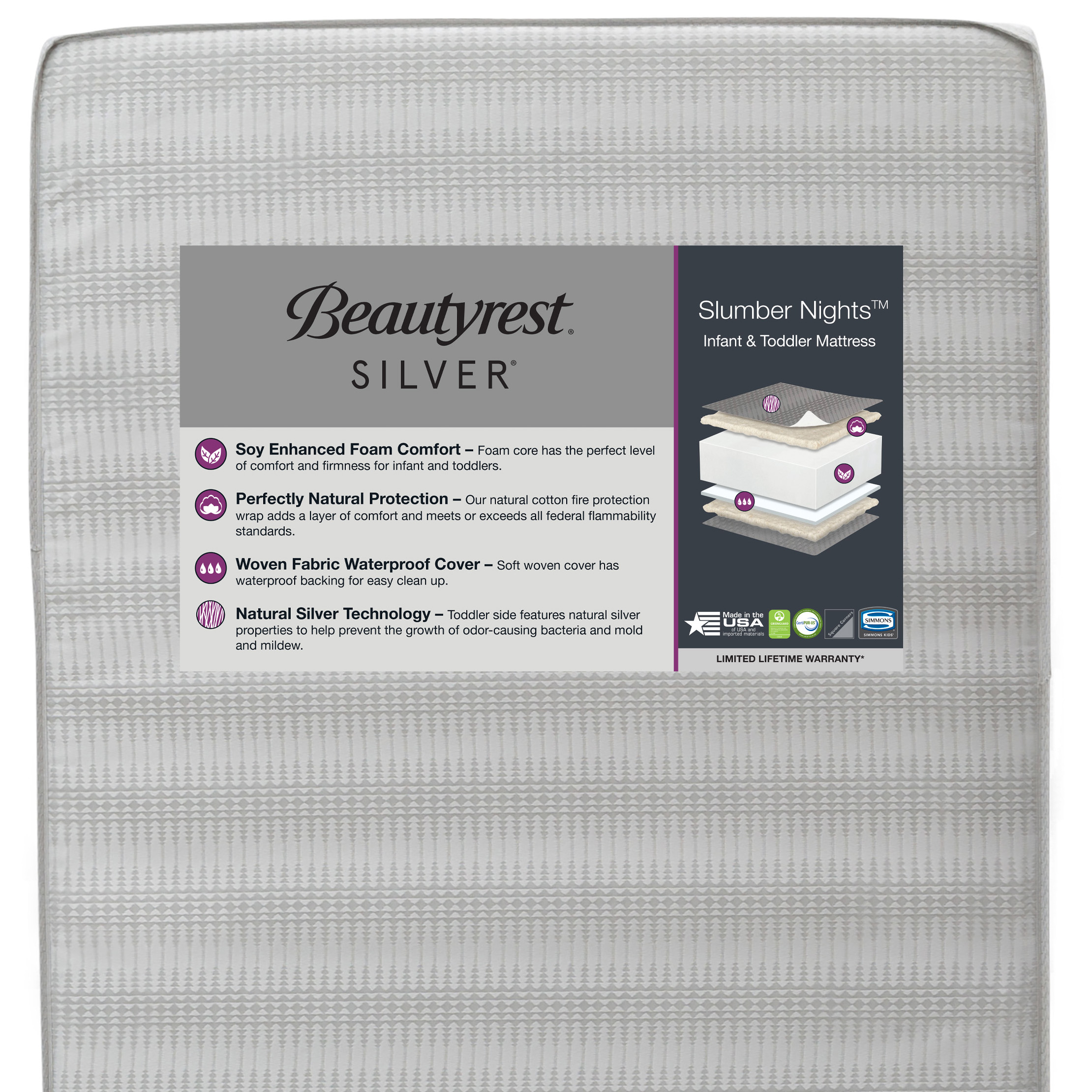 Beautyrest Silver Slumber Nights 2-Stage Antimicrobial Crib & Toddler Mattress, Soy Foam Core - image 1 of 10