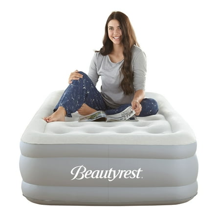 Beautyrest Sky Rise 14" Twin Size Air Mattress, Raised Inflatable Blow-up Bed for Camping, Guests, Travel - Powerful Pump and Adjustable Firmness
