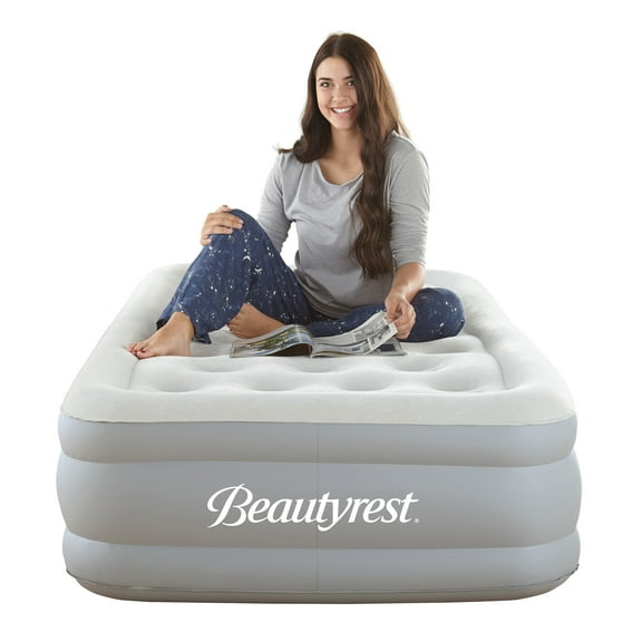 Beautyrest Sky Rise 14" Twin Size Air Mattress, Raised Inflatable Blow-up Bed for Camping, Guests, Travel - Powerful Pump and Adjustable Firmness