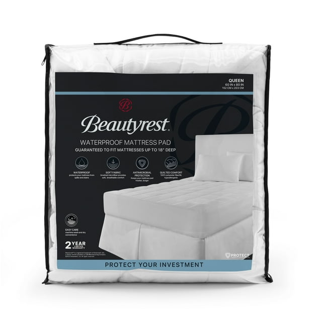 Beautyrest Waterproof Mattress Pad, Queen, Polyester