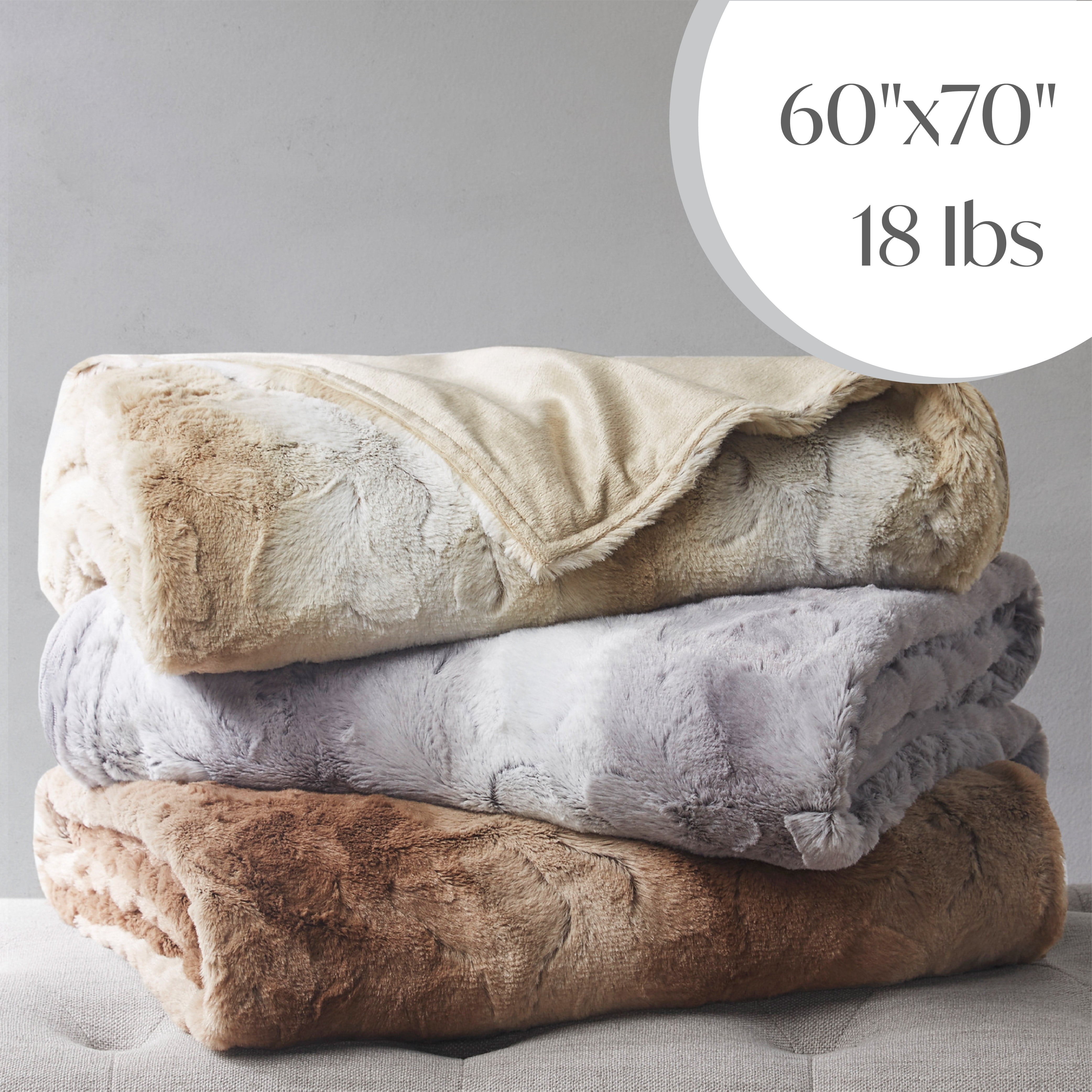 Beautyrest Zuri 60x70 Faux Fur Weighted Blanket with Removable Cover